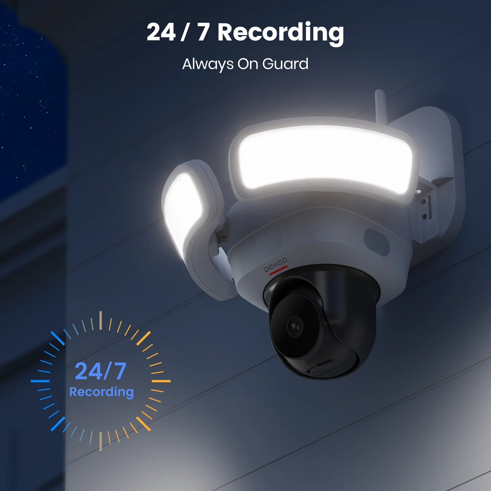 Dekco 3K UHD WiFi Floodlight Camera Outdoor 360° View Color Night Vision Wireless Security Camera PIR Detection 2-way Audio