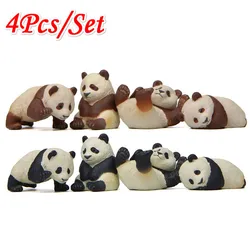 4Pcs/Set Cartoon Mini Animal Panda Micro Landscape Figurine Decor Resin Ornament Garden Miniature