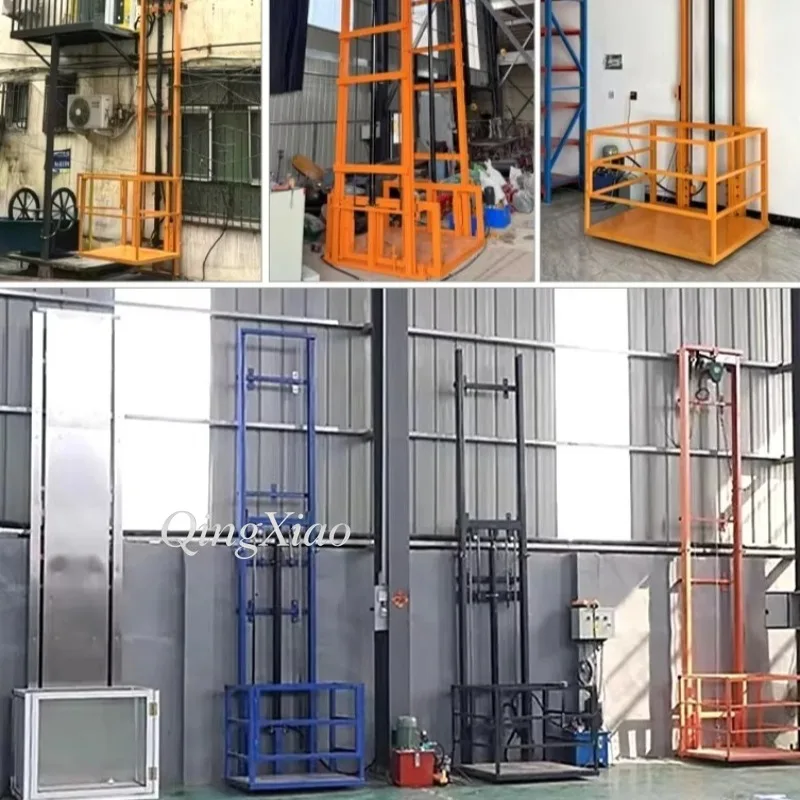 2-10M Vertical Hydraulic Cargo Lift Electric Guide Rail Working Platform 500Kg To 1Ton Load Warehouse Household Goods Transport