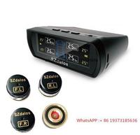 Smart car TPMS tire pressure monitoring system solar digital clock LCD display car tire pressure temperature safety alarm system