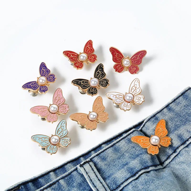 Butterfly Clothing Waist Closing Button Jeans Ornaments Removable Tighten Waist Button Adjustable Detachable Waist Clip Women