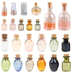 1/2/3/10PCS 1:12 Dollhouse Miniature Mini Glass Bottle Cork Cover Tiny Jar Vials Model Doll House Decoration Accessories