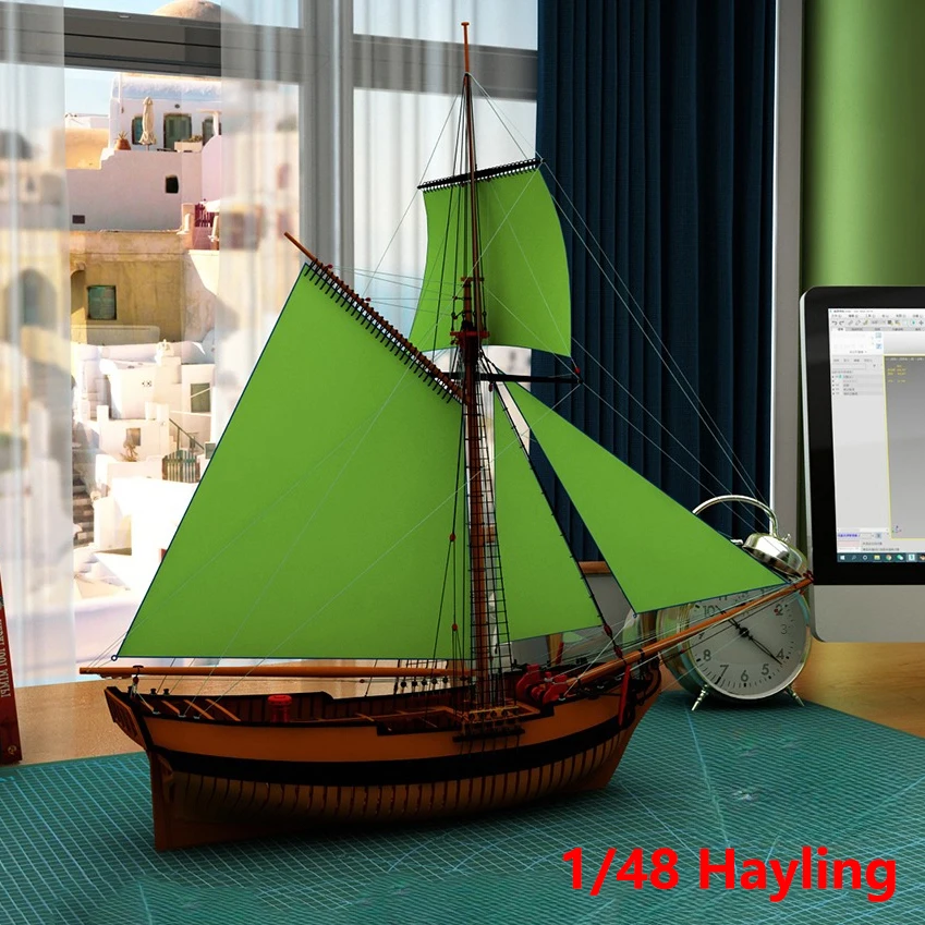 1/48 Ship Model Hayling Full Rib Full Structure DIY Simulation Wooden Sailboat Model Assembly Kit Gift Collection Model Toy