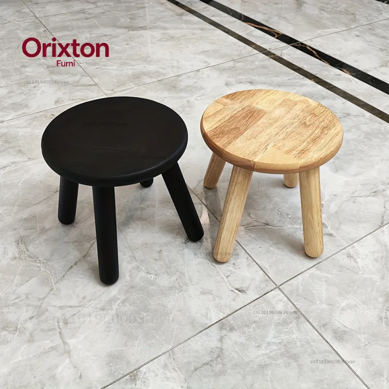 Simple Textured Solid Wood Flower Stand Stool Comfortable Smooth Rounded Surface Stable Four-Legged Design