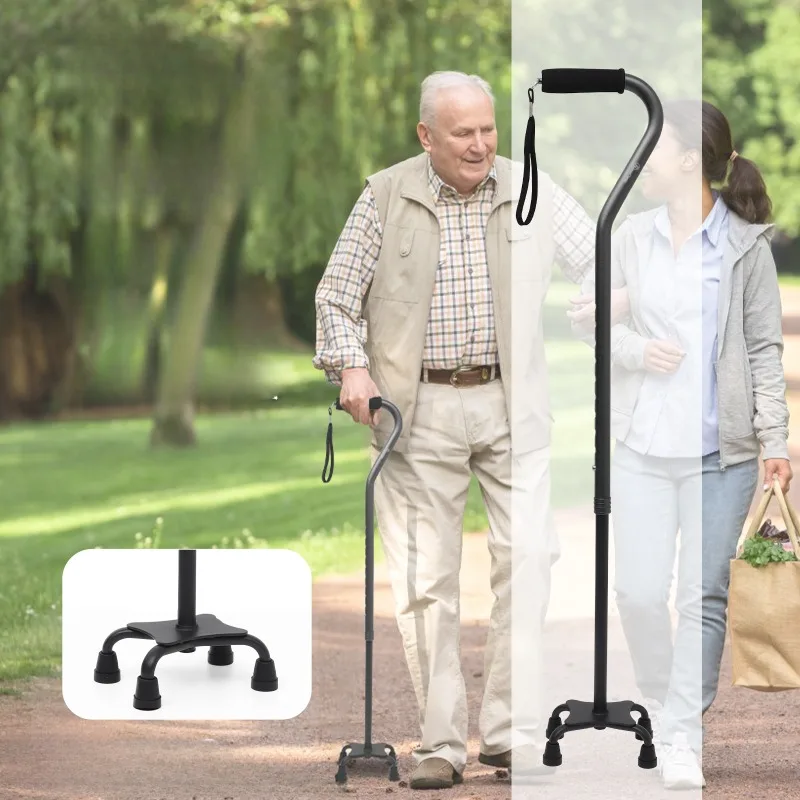 Height Adjustable Medical Crutches for Walking, Four-legged Non-slip Crutch Walkers for Adults, Mobility Aids Adult Crutches