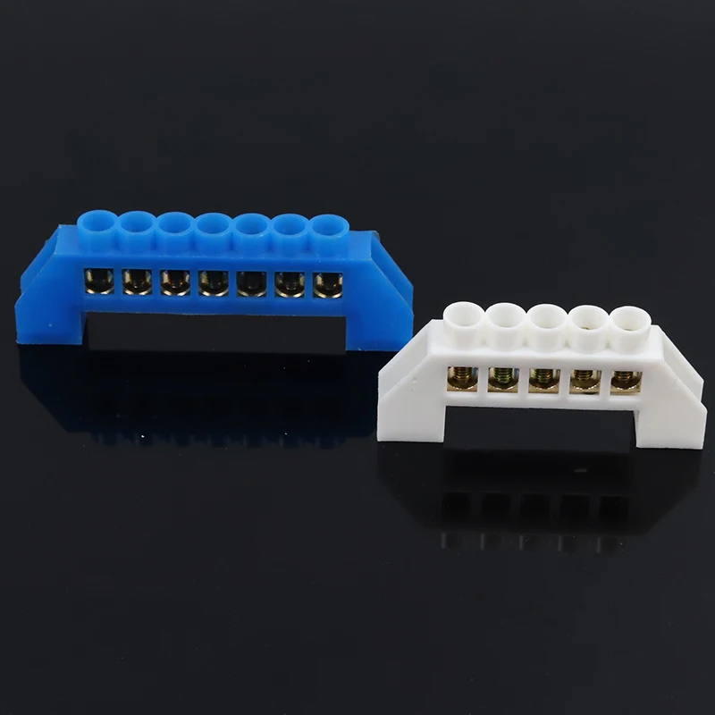 2PCS 250V 15A   5way 7 Way 10 way Straight Ground Wire Row Copper Electrical Bar Terminal Block view 2