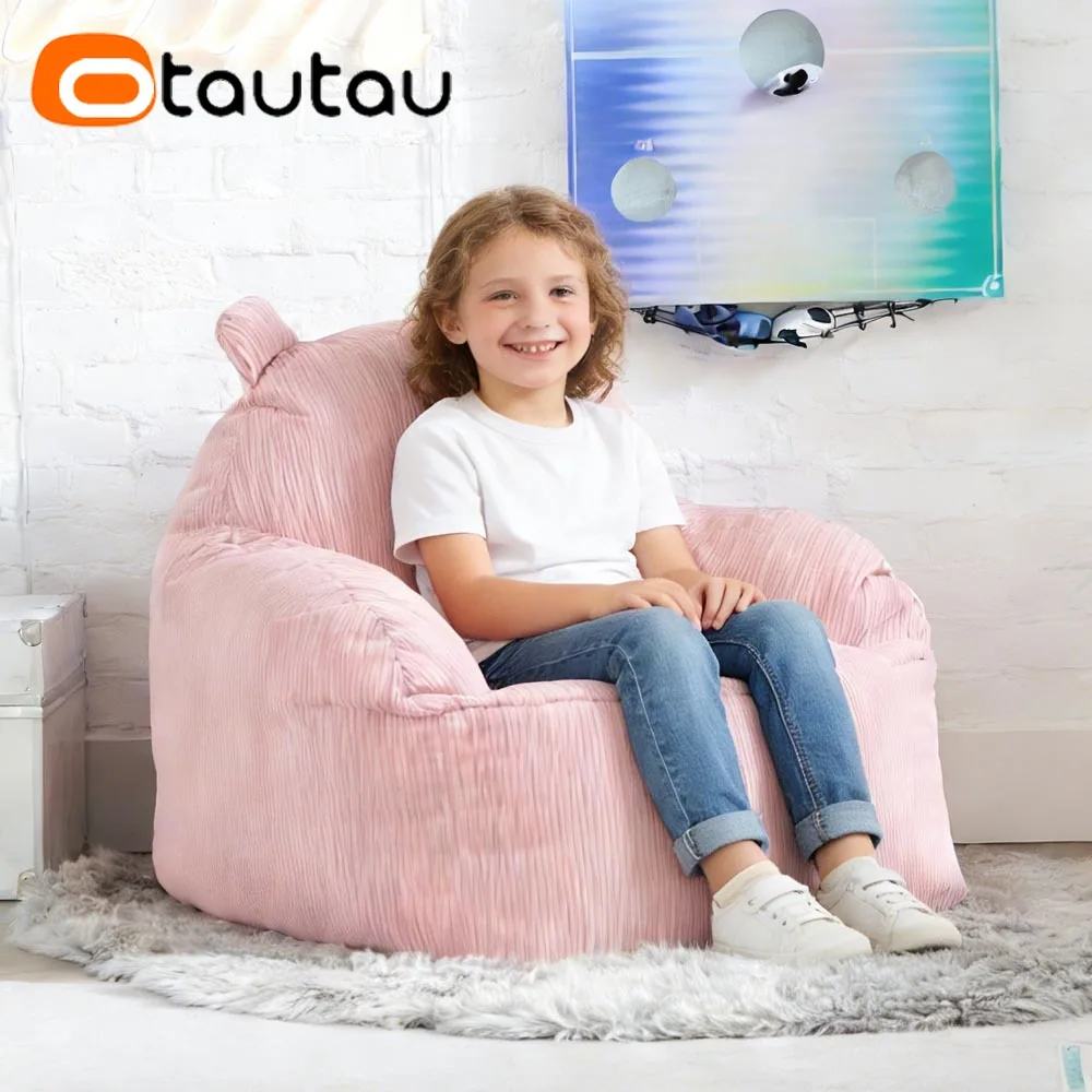 OTAUTAU Children Bean Bag Cover Cotton Corduroy Corner Armchair Pouf Beanbag Cover SF521【No Filler!Please Buy Filler Yourself!】