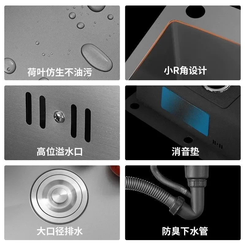 Large Single Bowl Stainless Steel Kitchen Sink Durable Metal Vegetable Washing Basin for Modern Home Kitchen Utility Area