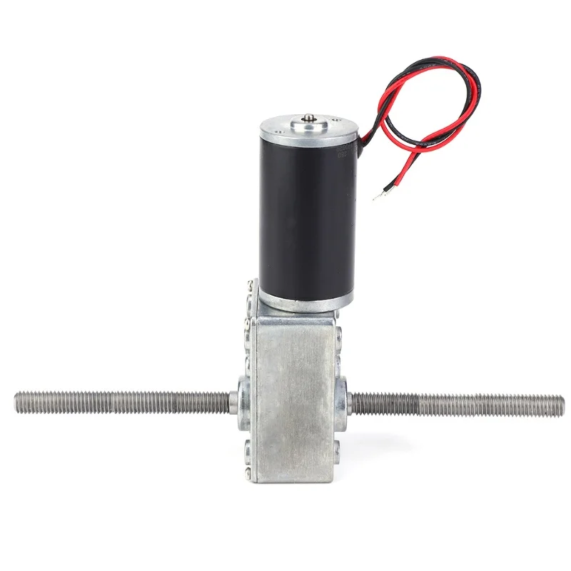 24V Double Shaft Metal Gearbox Turbo Worm Speed Reduction Gear Motor M8 Thread50