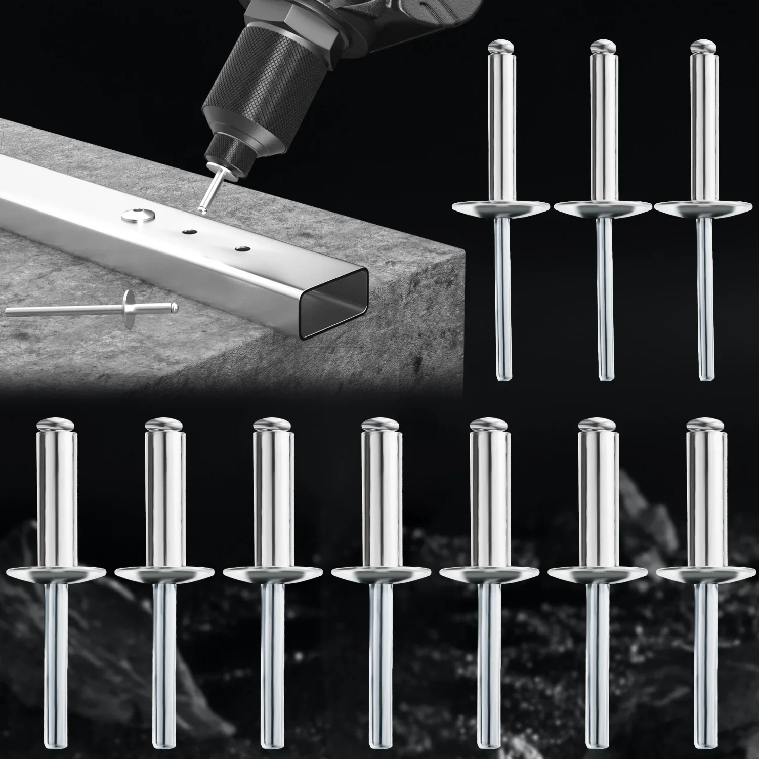 100/20pcs Large Flange Aluminum Blind Rivet Assortment Kit Pop Rivets Open End Decorating Fastener Duct Boat Rivet Home Hardware