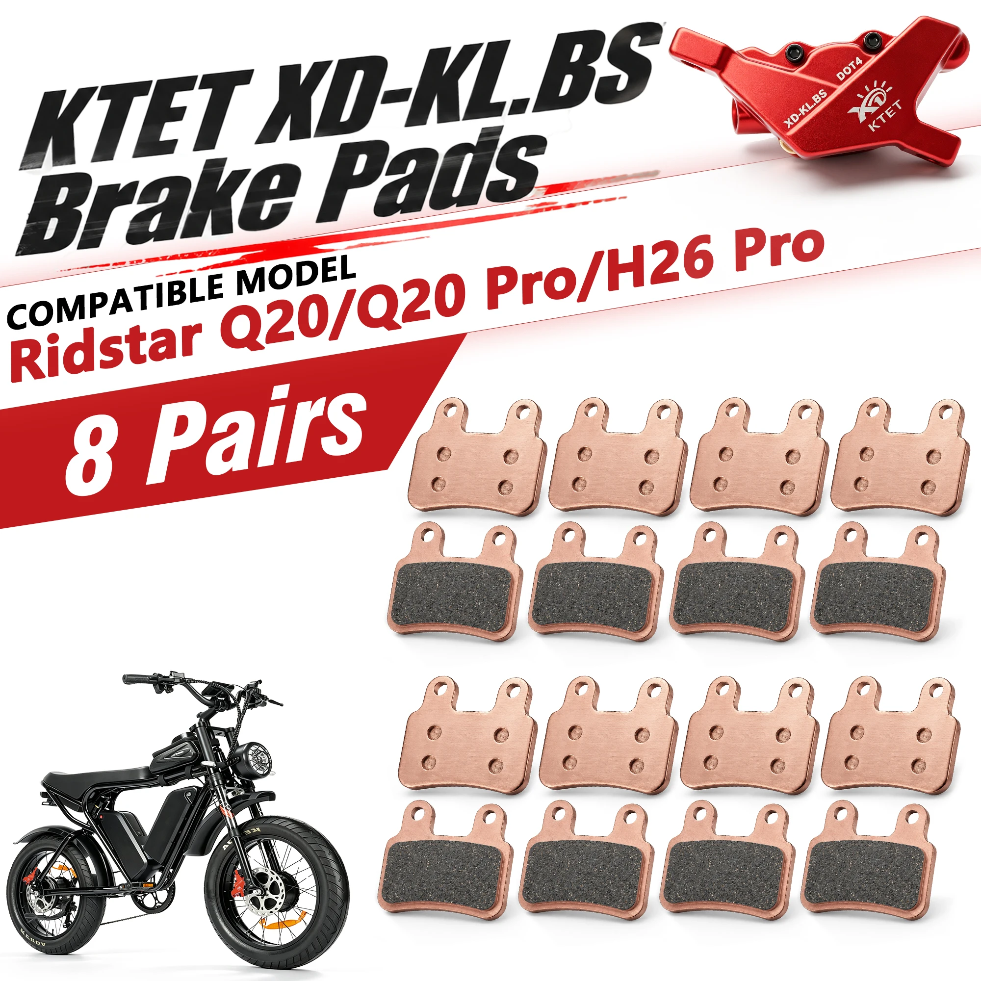 XD-KLBS-DOTS Brake Pads Semi-Metal Disc for Ridstar Q20 Bopzin M2000, Electric Dirt Bike Hydraulic Calipers
