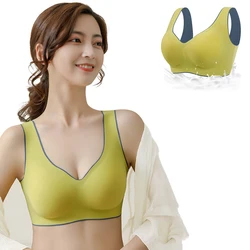 Seamless Ice Silk Underwear Women Sexy Comfortable Active Padded Brassiere Crop Top Plus Size Breathable Brassiere Push-Up Bra