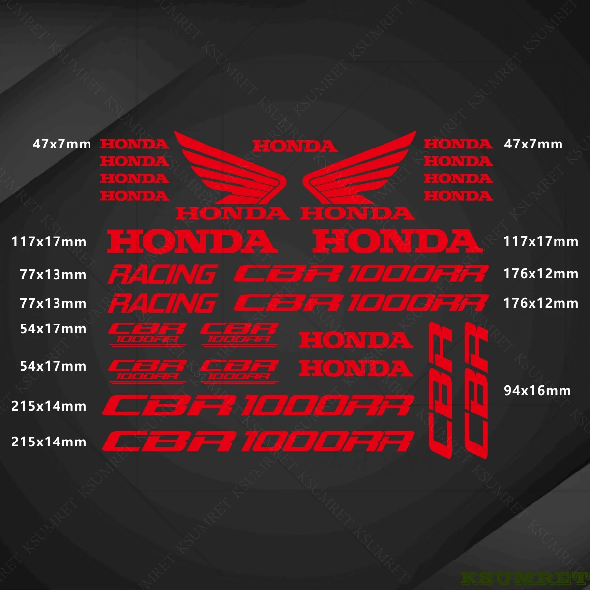 ملصقات لهوندا للدراجات النارية CBR1000RR شعار مائي مقاوم للماء