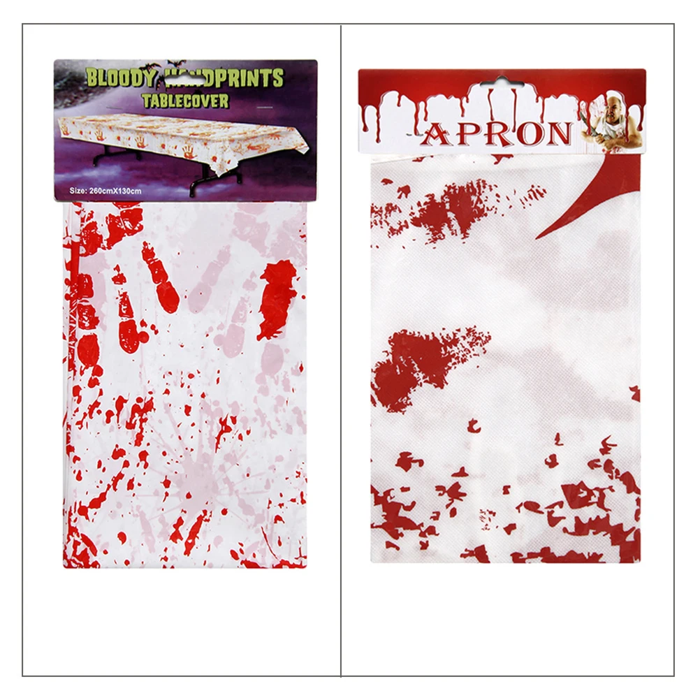 

2pcs Halloween Blood Tablecloth Colorful Bloody Letter Design Party Decoration Scary Tablecloths For Trick Horror Events