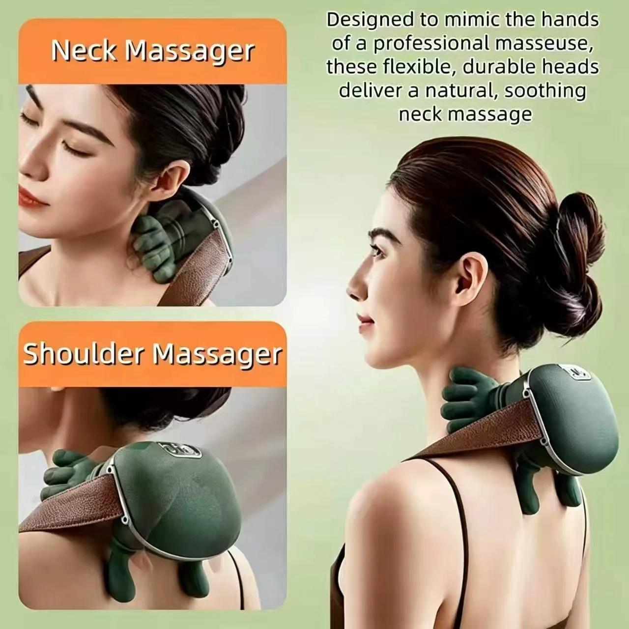 Bionic Hand Design Neck Shoulder Massager Wireless Cervical Massage Device Electric Shiatsu Deep Muscle Relaxer for Men Women