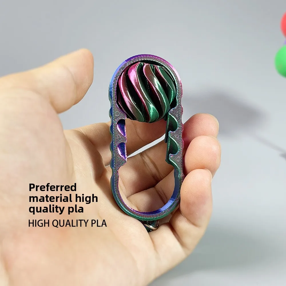 

3D печатный мяч для путешествий по времени, декомпрессионный кончик пальца, вращающаяся музыка, трехмерная структура, брелок, двухцветная вихревая игрушка