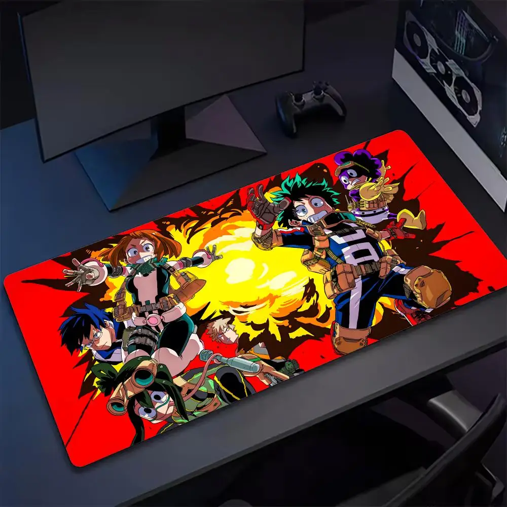 Hot Anime H-Hero Academia Mouse Pad Tapetes de Mesa Teclado, Borracha Kawai, Tapete de Mesa Antiderrapante, XXL90x40cm