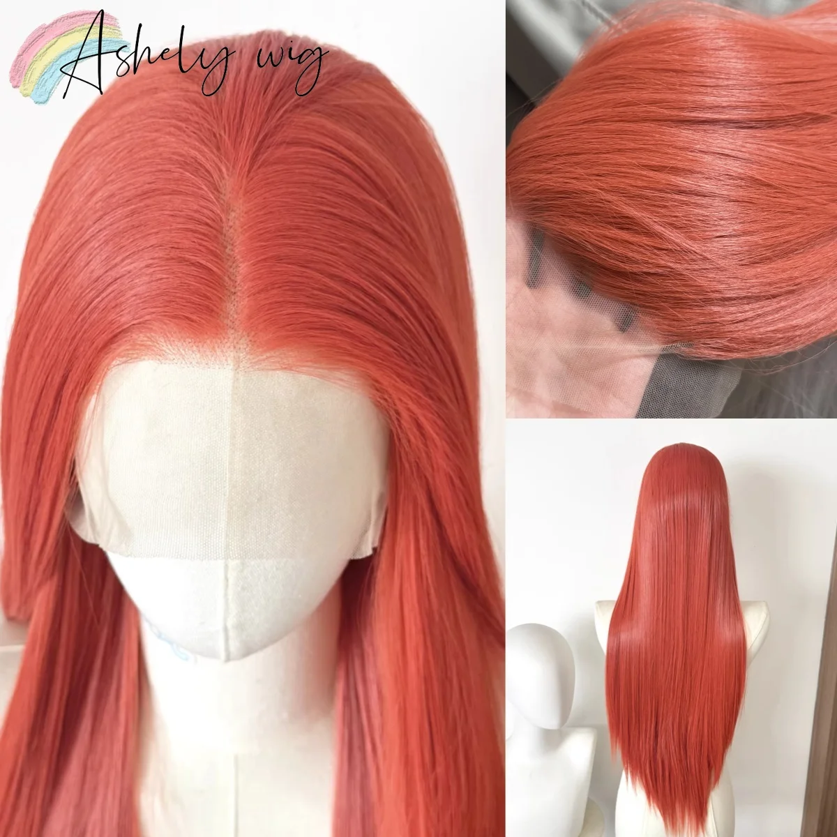 

Синтетический парик с кружевной передней частью 13*4 для женщин, прямой, для косплея, цвета моркови, томатов, красный, оранжевый, высокой плотности, без клея