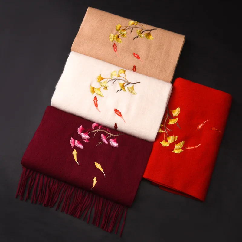

Suzhou Embroidered Cashmere Shawl Winter Pure Scarf Gift Thickened Warm