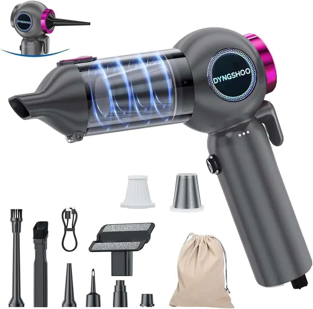 Handheld Car Vacuum Portable Cordless（Equipped with a one-Touch Window Breaker and Seatbelt Cutter ） Car Vacuum Cleaner with