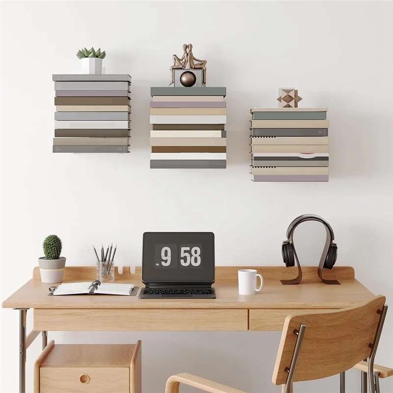 【Flash-Deal!】2Pcs Floating Book Shelves Constructed  Bookshelf For Home Office For Bedroom Living Room Office