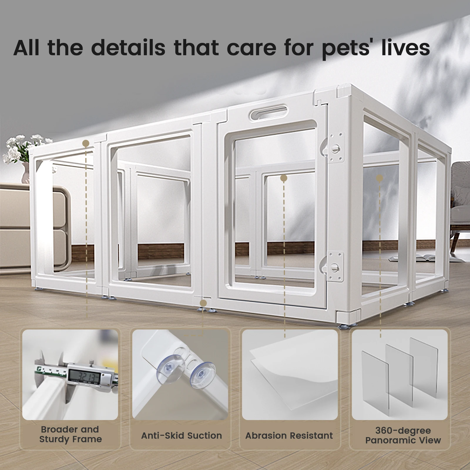 Dog Fence Pet Playpen, Clear Dog Playpen, No-Tool Dog Playpen and Kennel Playpen, Suitable for Small and Medium Dogs, Cats