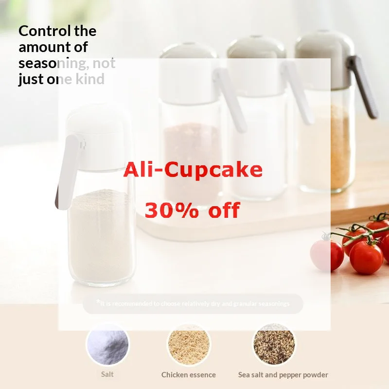 1Pcs Household Salt Jar Kitchen Cooking Salt And Pepper Shakers Quantitative Glass Seasoning Bottle Each Press 0.5g Metering