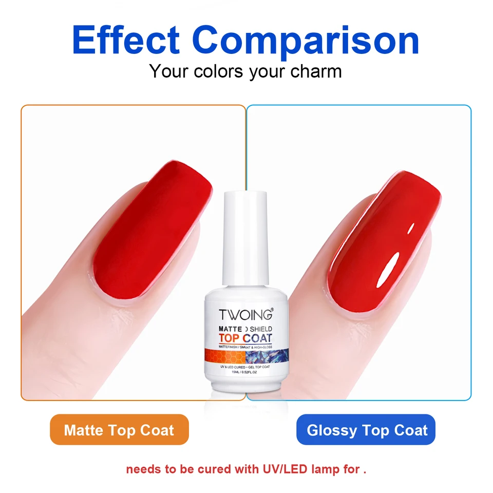 TWOING 15ml Top Coat Súper Brillante Nuevo, Sello Brillante sin Limpieza, Acabado de Gel para Manicura de Salón 5