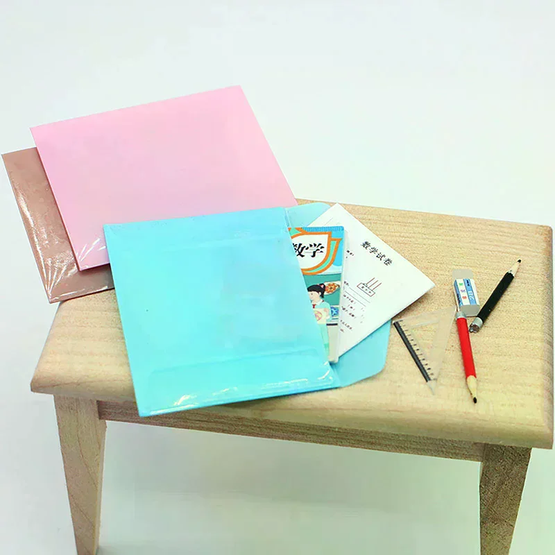 /GJ/Dollhouse Mini File Pocket Textbook Bag Dollhouse School Stationery Supplies Decoration Dolls House Study Accessories 1/12