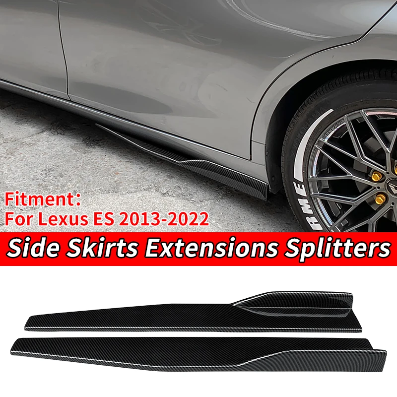 

Car Left/Right Side Skirt Bumper Diffuser Spoiler Aprons Wings Extensions 75cm Carbon Look ABS For Lexus ES 2013-2022 2015 2018