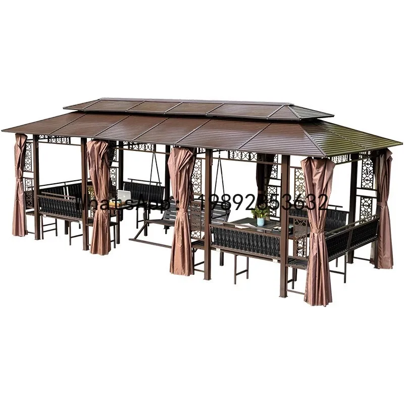 Picture 6: Yy outdoor gazebo courtyard villa garden iron art outdoor leisure roof terrace aluminum alloy sunshade