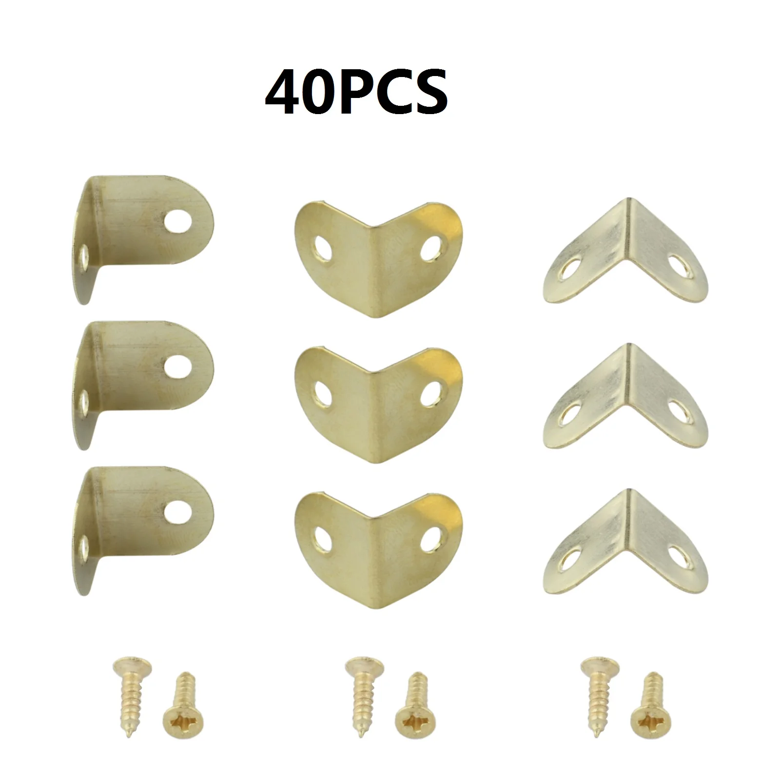 40pcs 12mm Decor Corner Protectors w/screws 0.47Inch Golden Iron Rimmed Braces Book Scrapbooking Photo Album Menu Jewelry Box