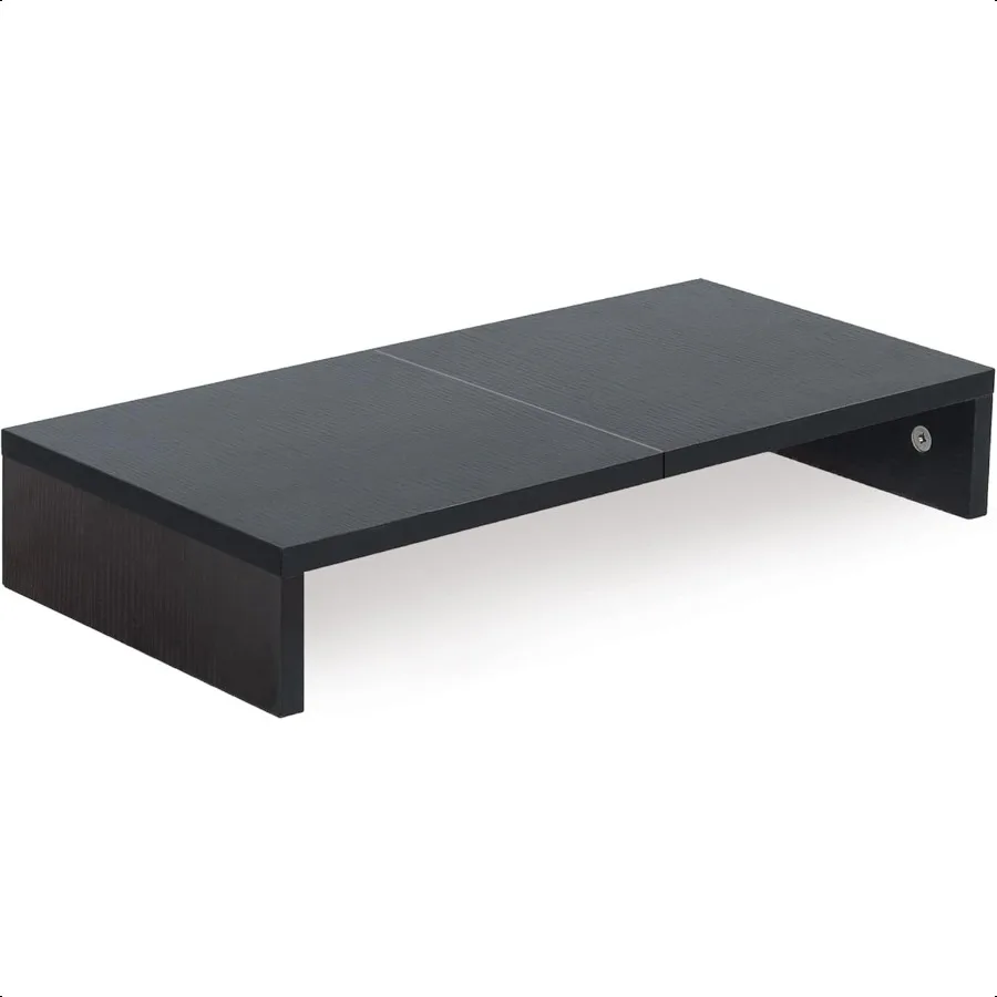 

20 Inch Monitor Stand Riser Black Desktop Stand for PC TV Laptop Printer Wood Monitor Riser with Storage Computer Stand Keyboar