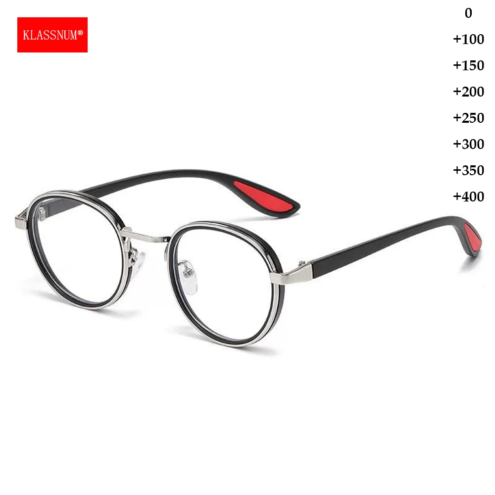 KLASSNUM Reading Glasses for Men Vintage Magnifying Glasses Man Clear Lens Anti Blue Light Glasses Plus+1.0+1.5+2.0+2.5+3.0+3.5