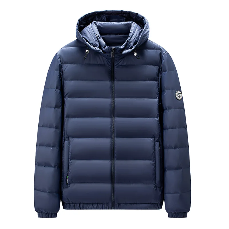High-quality autumn and winter duck down detachable, hooded, warm, solid-color, versatile down jacket with 90% down