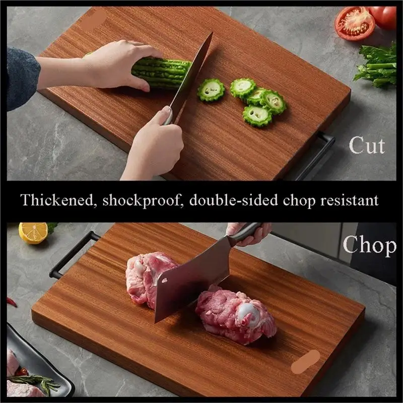 Natural Solid Wood Cutting Board Mildew Resistant Double Sided Home Kitchen Cooking Prepping No Crack Safe Chop