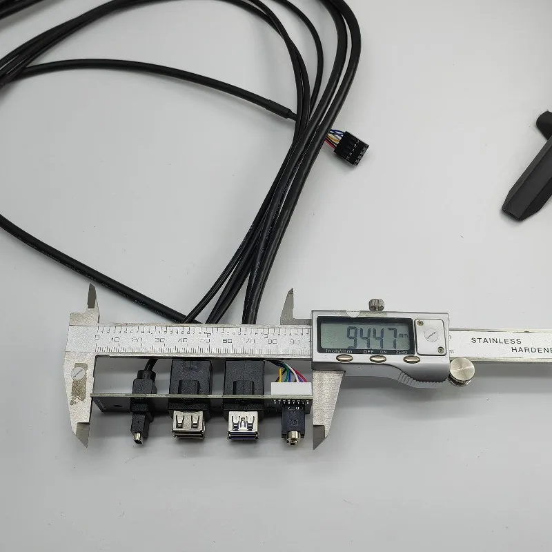 Motherboard Extension Chassis Front Panel Cable 19Pin 9Pin To Type-C 2-Port USB 2.0 3.0 HD Audio 3.5mm Socket Cord 94mm x 27mm