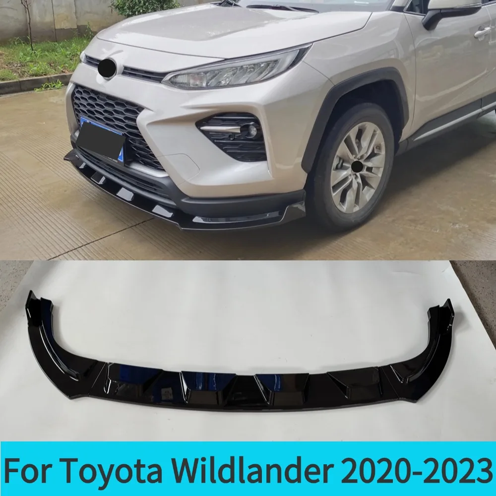For 2020-2023 3PCS  Toyota Wildlander Black ABS Glossy Front Bumper Lip Spoiler Air Dam Tuning Splitters Car Styling Accessories