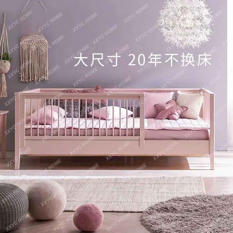 Solid wood splicing bed with guardrail 1.2 single bed beech bed