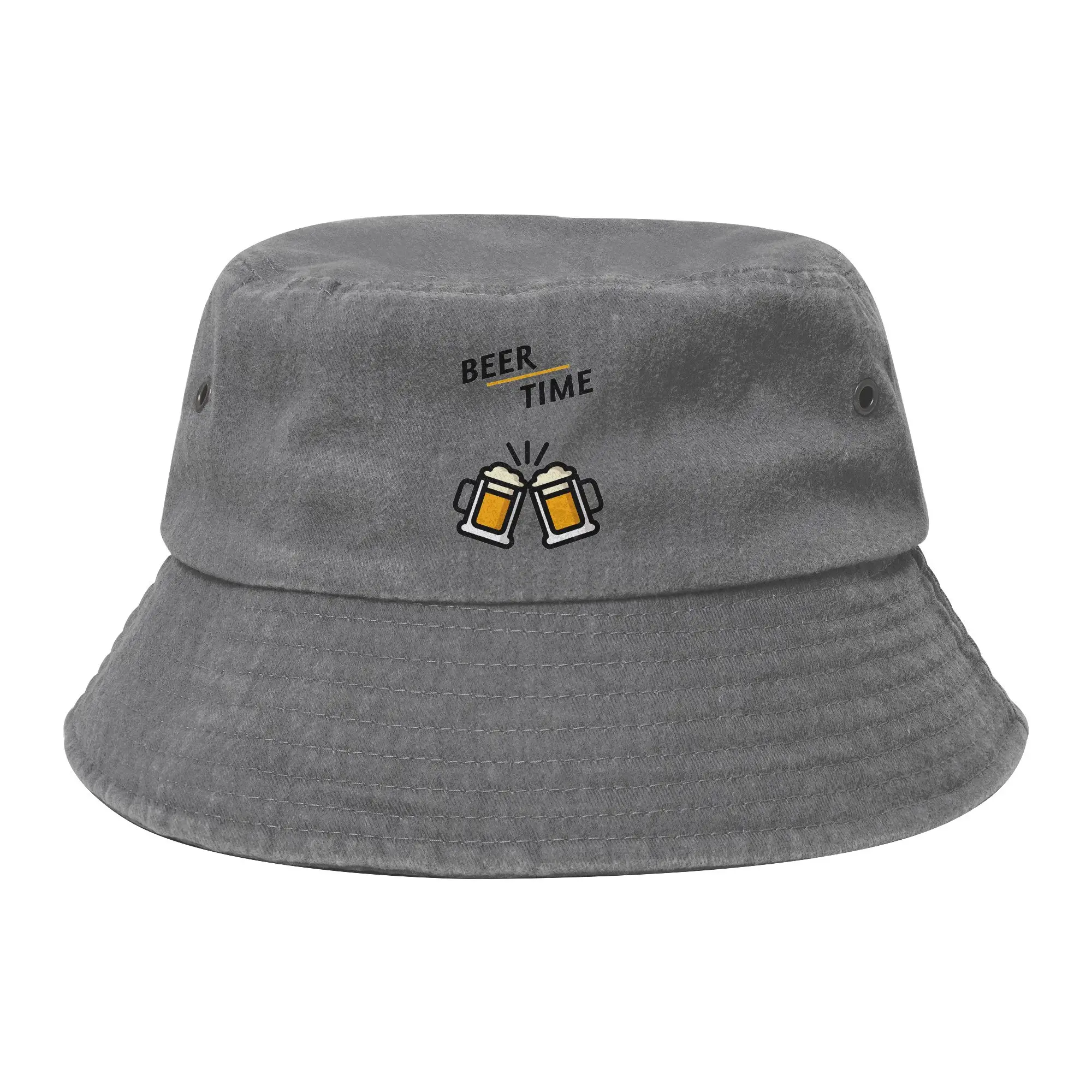 Travel Headwear Beer Time Accessories Bucket Hat Unisex Distressed Washed Hot Sun Hats  Ispoti Cap Fishing Cap Vacation