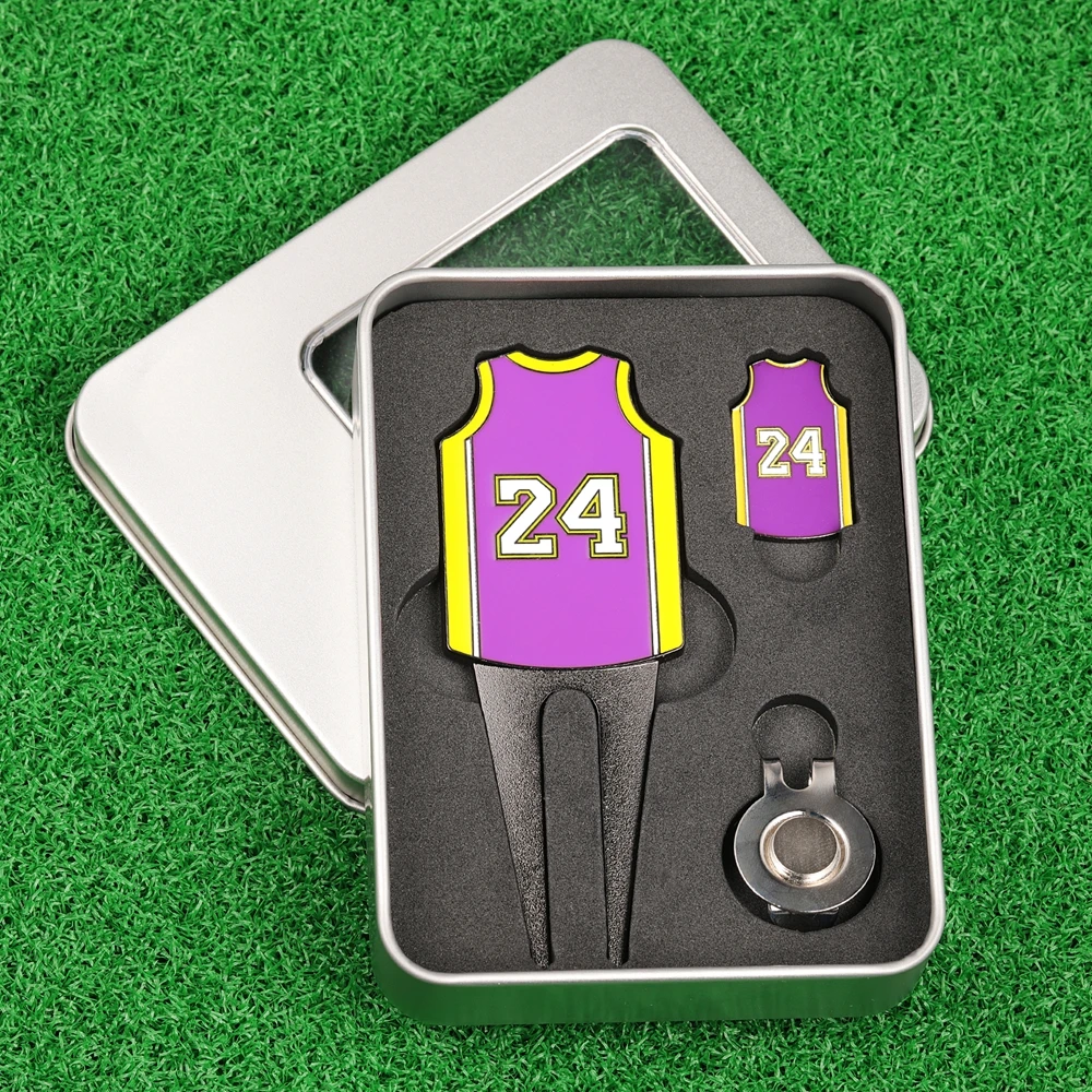 Logam # 23 # 24 Alat Perbaikan Lapangan Golf, Penanda Bola, Klip Topi, Set Hadiah