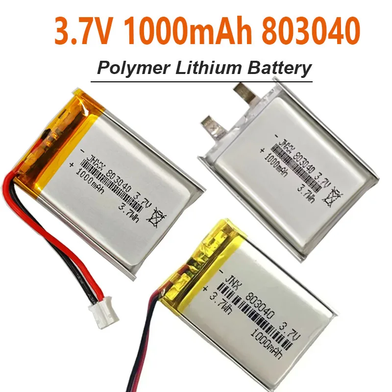 

803040 Lithium Li-Po Polymer 3.7V 1000mAh Lipo Battery Replacement Rechargeable Battery for Bluetooth Speaker PDA