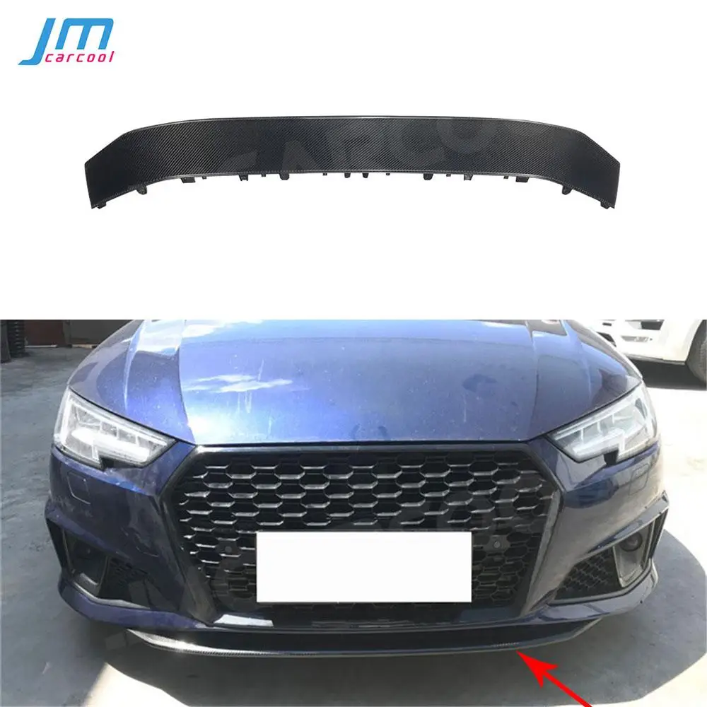 

For Audi A4 Sline Sport S4 Sedan 4 Door 2018 2019 Dry Carbon Fiber Front Bumper Lip Chin Spoiler FRP Prime Head Guard Car Style