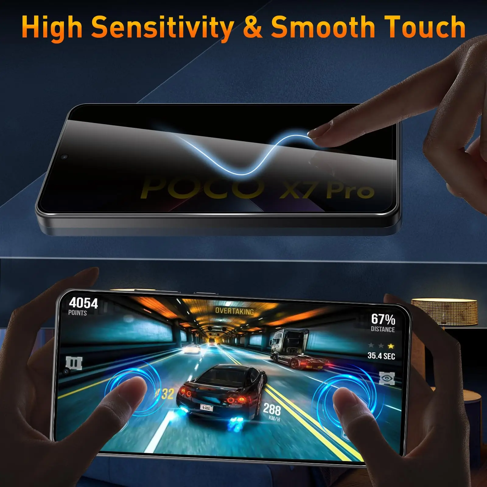 واقي شاشة مضاد للتجسس لهاتف POCO X7 Pro Xiaomi، جراب من الزجاج المقسى للخصوصية Peep Scratch 9H صديق للميكا المصنوعة من الألومنيوم العالي