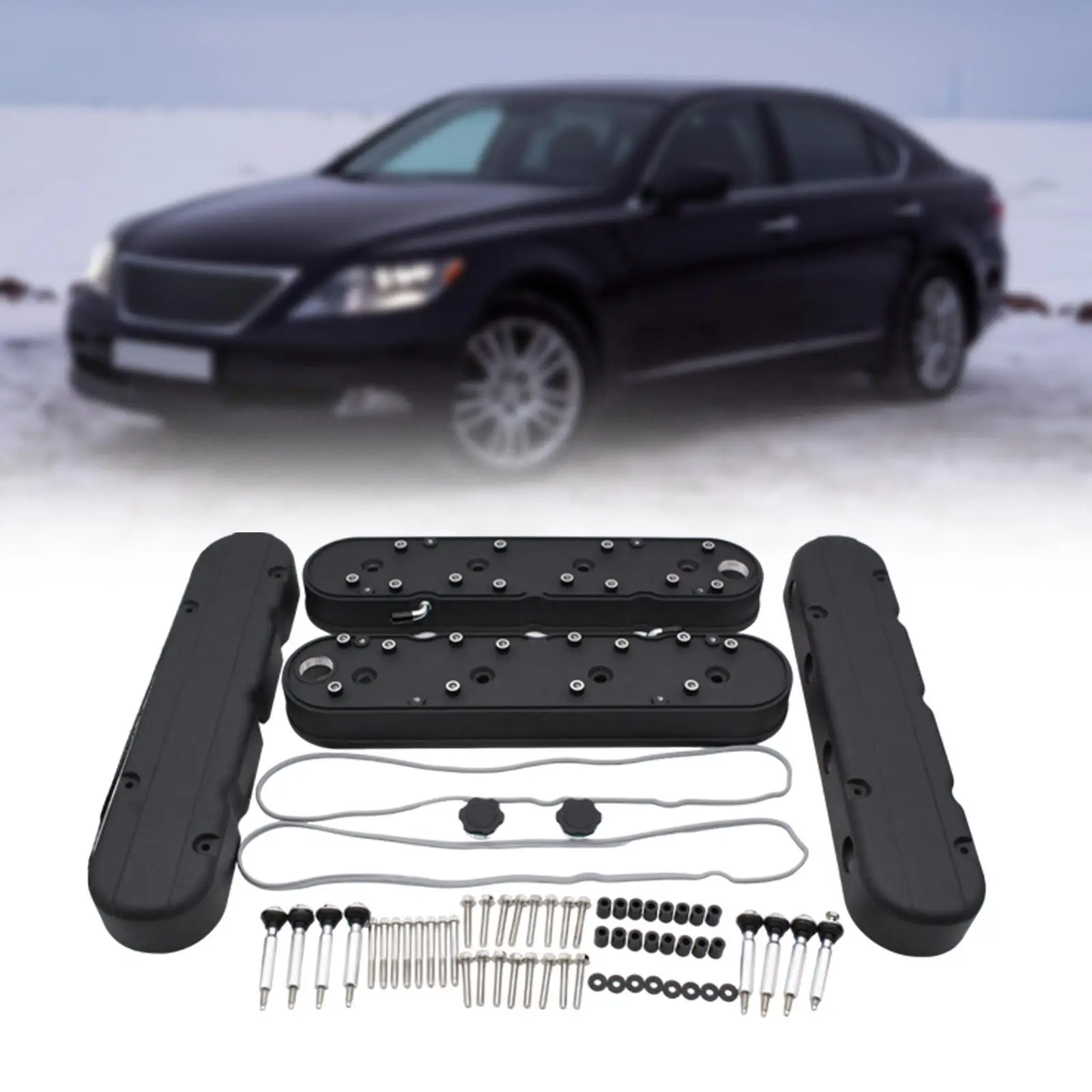 Tall Valve Covers Bonnet with Coil Mounts Set Black for GM LS Engines