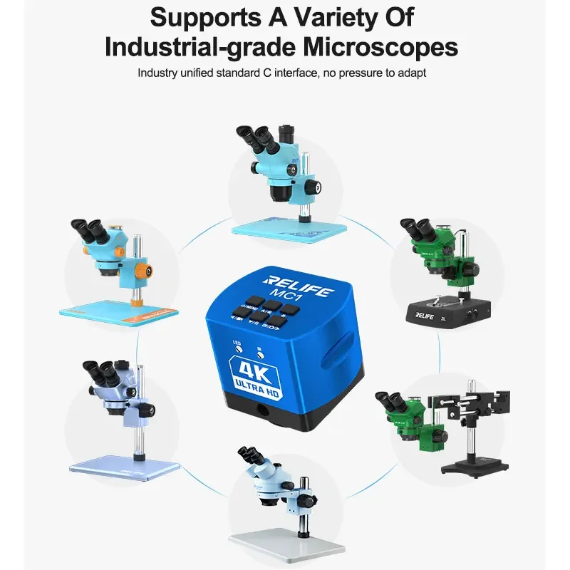 RELIFE MC1 4K HD Microscope Camera 4K Dynamic Image Quality 60 Million Pixel Image Quality for Various Types of Microscopes