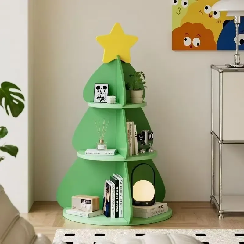 Cream style Christmas tree storage rack, floor-to-ceiling, bookshelf, snack storage rack, housewarming gift.