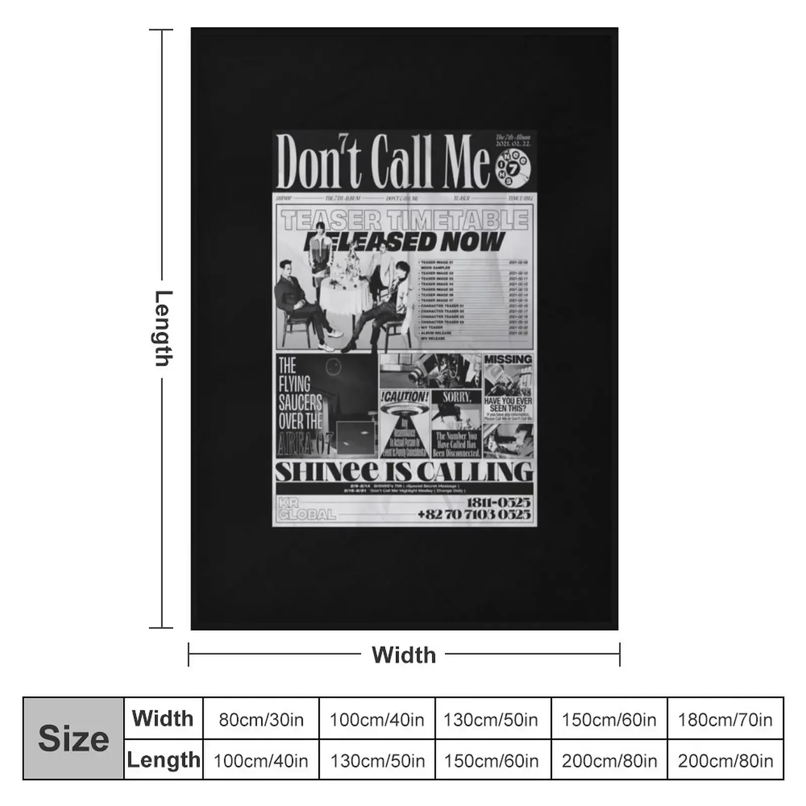 SHINee Don't Call Me Throw Blanket couch cozy soft plush fuzzy picnic outdoor blanket