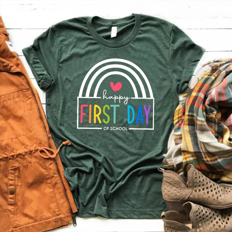 

Happy First Day of School Shirt Back To School Tshirt Teacher Tee Teacher Gift Back To School Tops Teacher Appreciation m