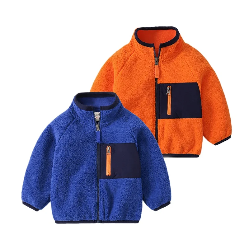 

Boys' Casual Colorblock Zip-Up Jacket Spring Autumn New Stylish Long-Sleeve Stand Collar Fleece Sweatshirt for Kids 2-7 Years